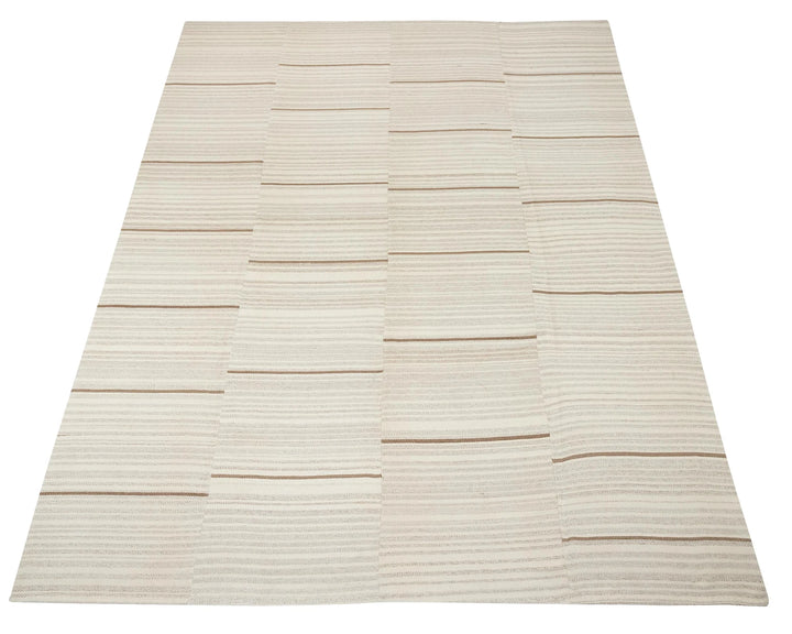 Beige Turkish Kilim Rug 9' 6" x 13' Flat-Weave | No. VR63073