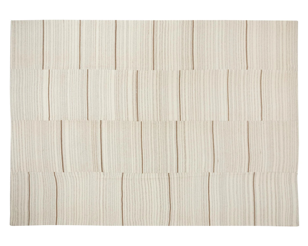Beige Turkish Kilim Rug 9' 6" x 13' Flat-Weave | No. VR63073