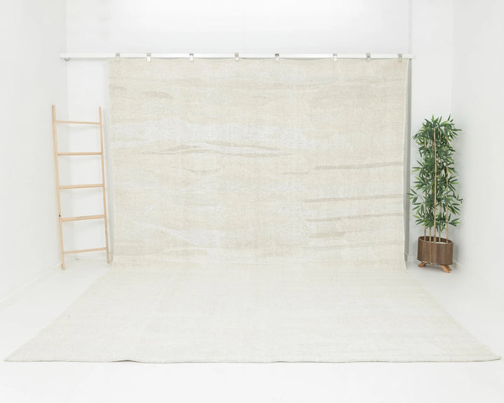 White Turkish Kilim Rug 9' 6" x 12' 4" Flat-Weave | No. VR63154