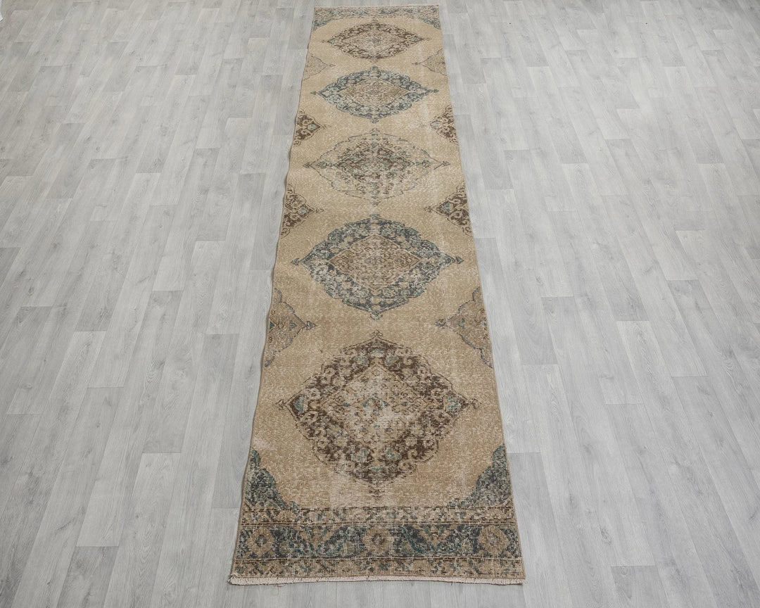 Blue Turkish Oushak Rug 2'7" x 12'6" Hand-Knotted view 9