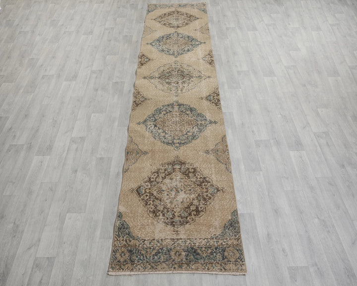 Blue Turkish Oushak Rug 2'7" x 12'6" Hand-Knotted view 9