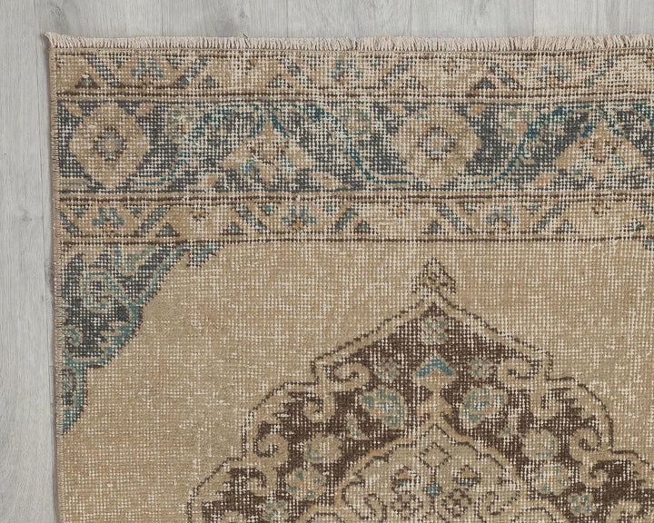 Blue Turkish Oushak Rug 2'7" x 12'6" Hand-Knotted border