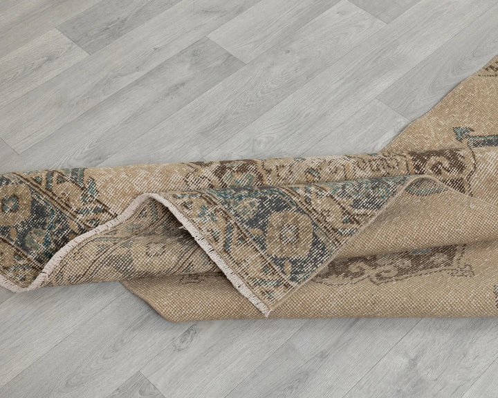 Blue Turkish Oushak Rug 2'7" x 12'6" Hand-Knotted field