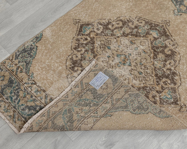Blue Turkish Oushak Rug 2'7" x 12'6" Hand-Knotted texture