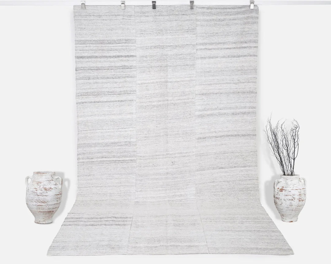 Gray Turkish Kilim Rug 6' x 9' 7" Flat-Weave | No. VR63448