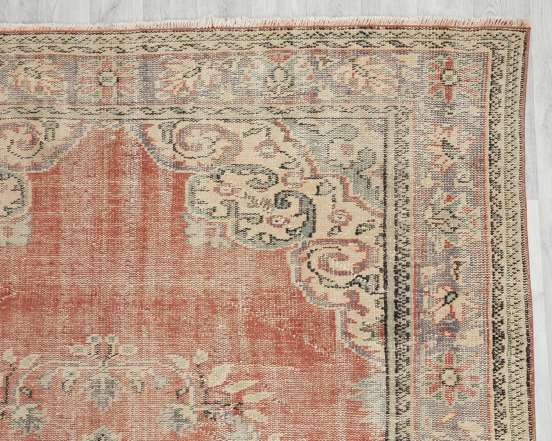 Multicolor Turkish Oushak Rug 6' x 9' Hand-Knotted | No. VR63603