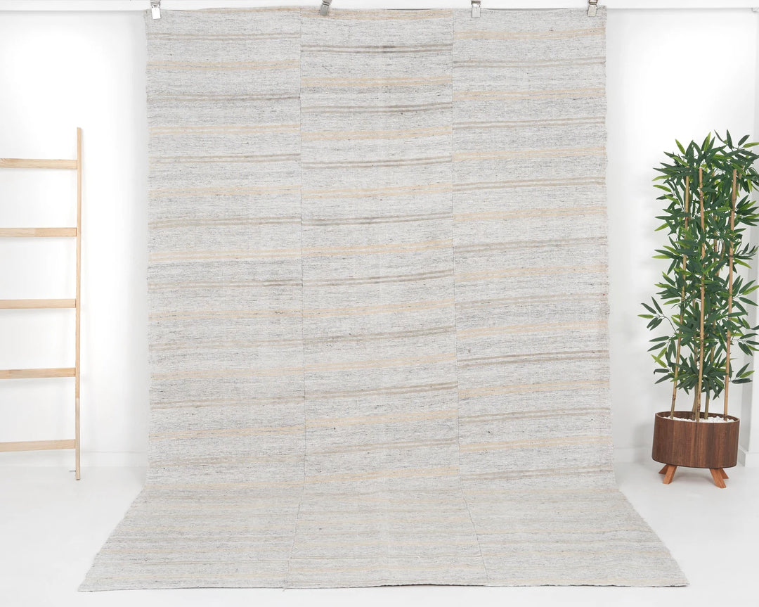 Gray Turkish Kilim Rug 6' 4" x 9' 10" Flat-Weave