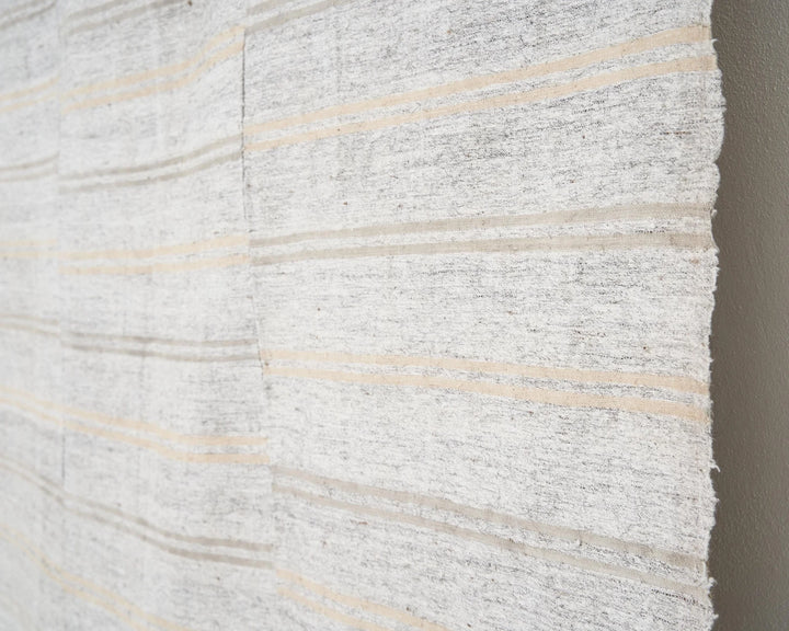 Gray Turkish Kilim Rug 6' 4" x 9' 10" Flat-Weave close-up