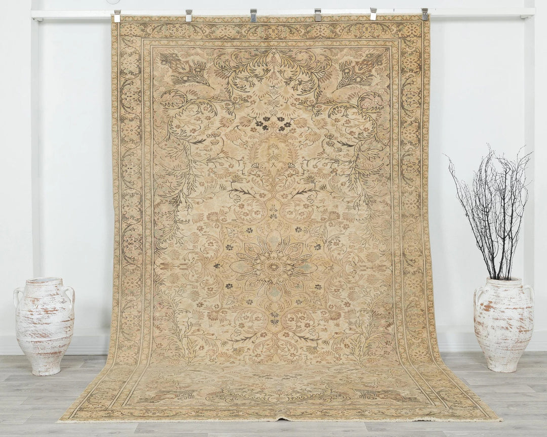Multicolor Turkish Oushak Rug 6'5" x 9'10" Hand-Knotted | No. VR63891