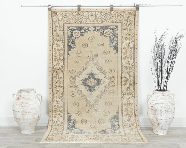 Multicolor Turkish Oushak Rug 6'7" x 3'7" Hand-Knotted | No. VR64013