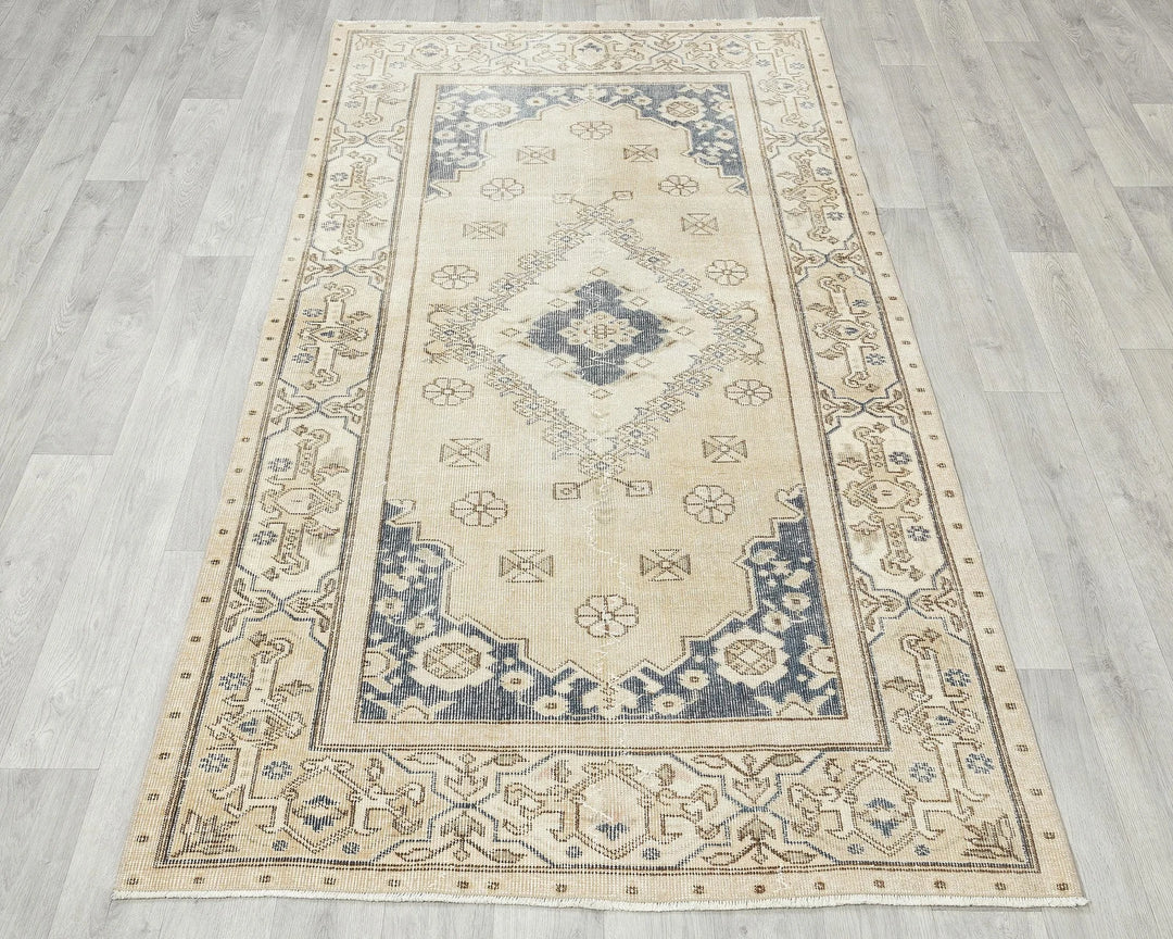 Multicolor Turkish Oushak Rug 6'7" x 3'7" Hand-Knotted | No. VR64013
