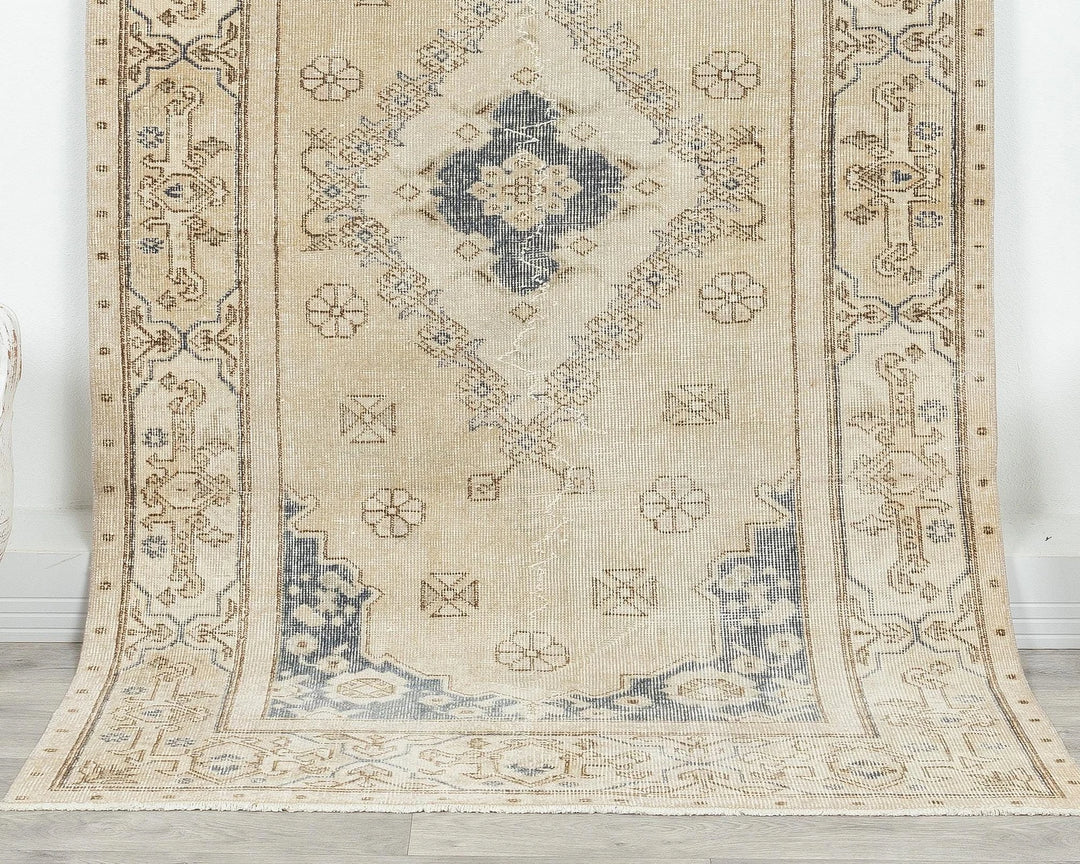 Multicolor Turkish Oushak Rug 6'7" x 3'7" Hand-Knotted | No. VR64013