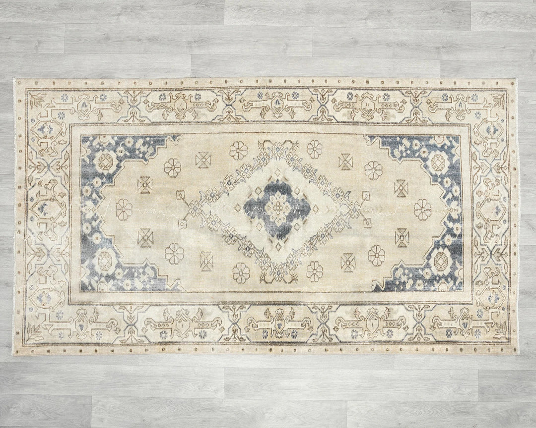 Multicolor Turkish Oushak Rug 6'7" x 3'7" Hand-Knotted | No. VR64013