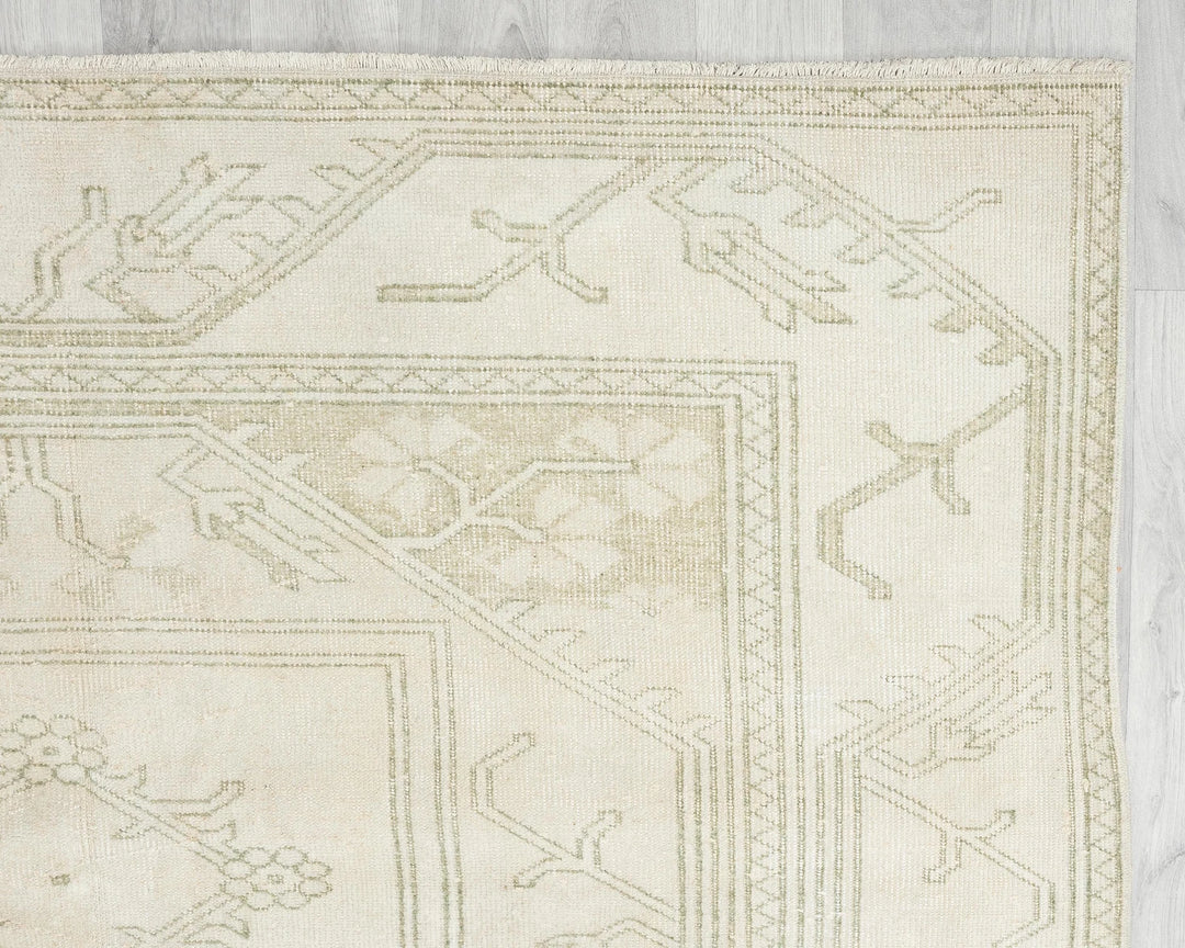 Beige Turkish Oushak Rug 5'11" x 9'2" Hand-Knotted | No. VR64043