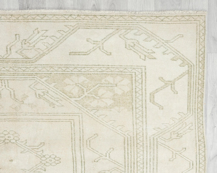Beige Turkish Oushak Rug 5'11" x 9'2" Hand-Knotted | No. VR64043