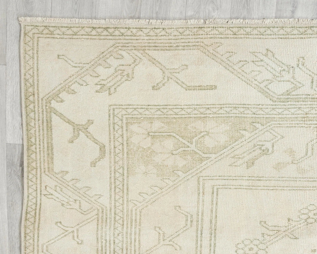 Beige Turkish Oushak Rug 5'11" x 9'2" Hand-Knotted | No. VR64043
