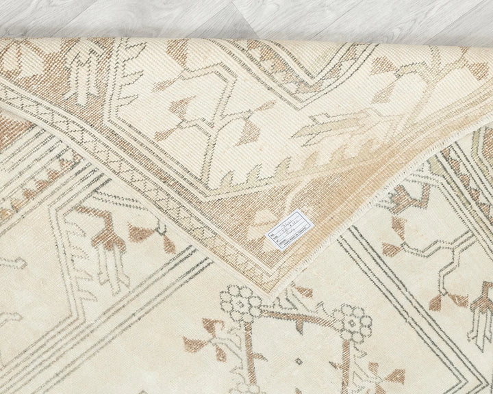 Beige Turkish Oushak Rug 5'11" x 9'2" Hand-Knotted | No. VR64043