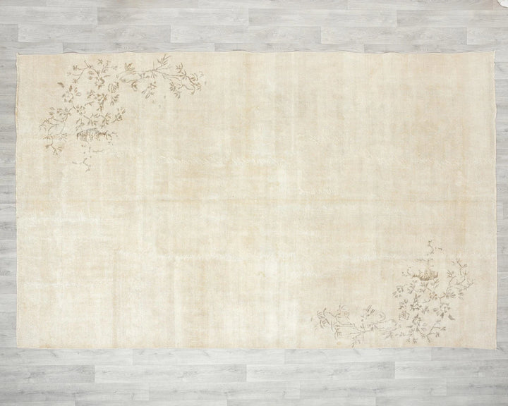 Beige Turkish Oushak Rug 6' 8" x 10' 5" Hand-Knotted | No. VR64206