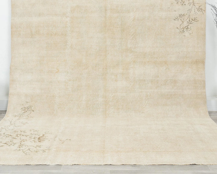 Beige Turkish Oushak Rug 6' 8" x 10' 5" Hand-Knotted | No. VR64206
