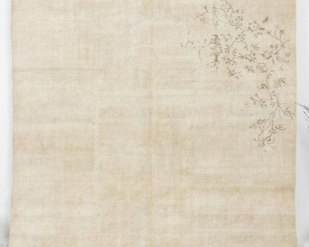 Beige Turkish Oushak Rug 6' 8" x 10' 5" Hand-Knotted | No. VR64206