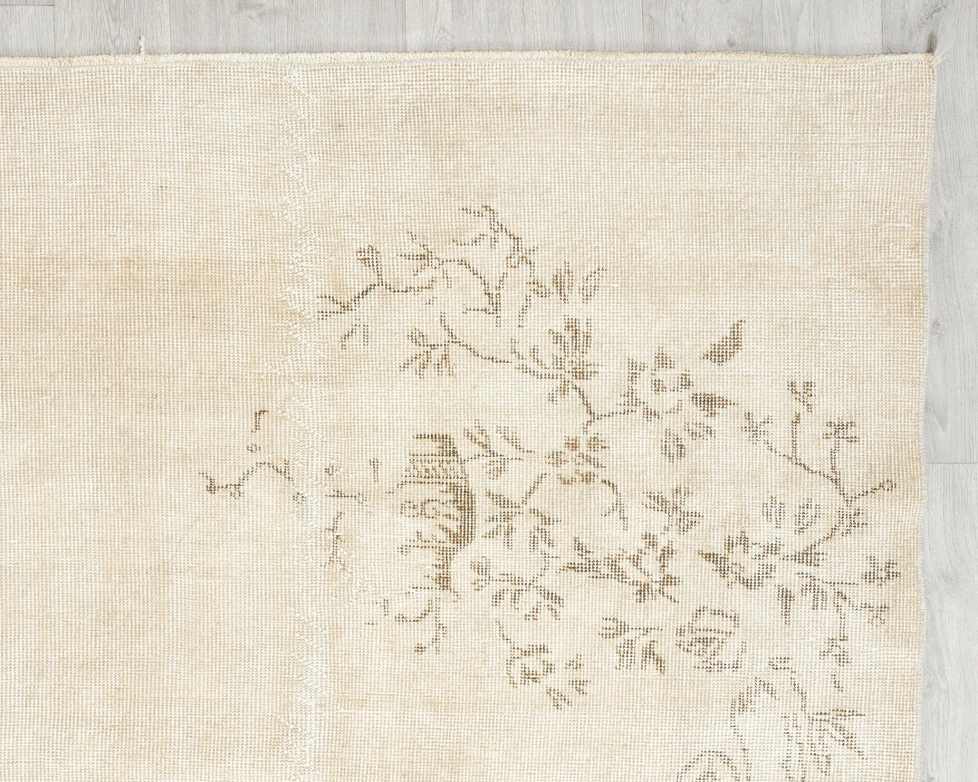Beige Turkish Oushak Rug 6' 8" x 10' 5" Hand-Knotted | No. VR64206