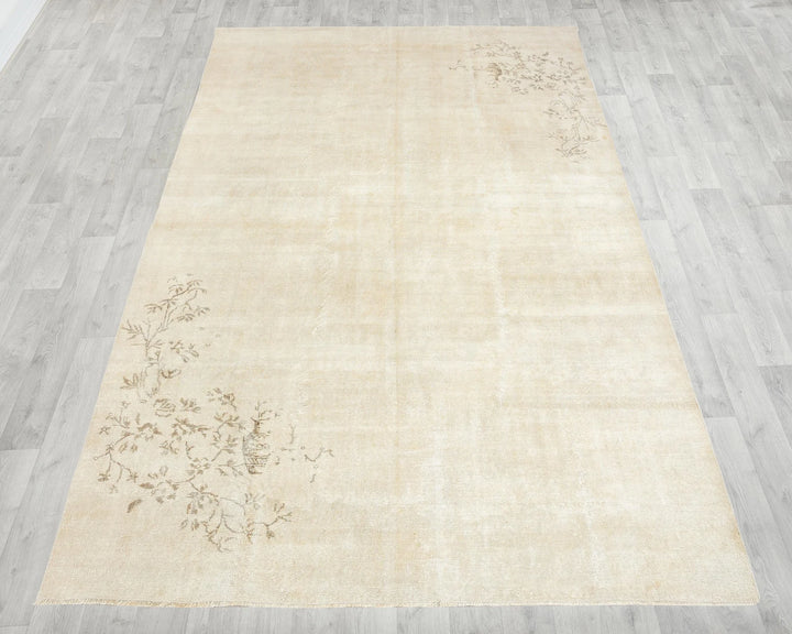 Beige Turkish Oushak Rug 6' 8" x 10' 5" Hand-Knotted | No. VR64206