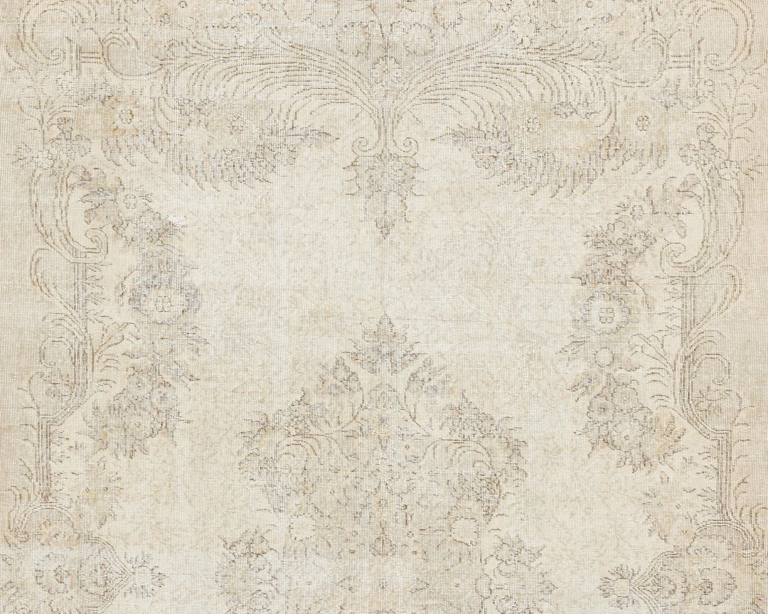 Beige Turkish Oushak Rug 6'11" x 10'2" Hand-Knotted | No. VR64236