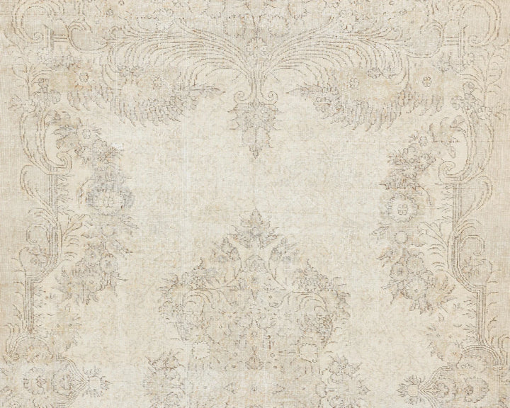 Beige Turkish Oushak Rug 6'11" x 10'2" Hand-Knotted | No. VR64236