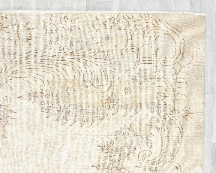 Beige Turkish Oushak Rug 6'11" x 10'2" Hand-Knotted | No. VR64236