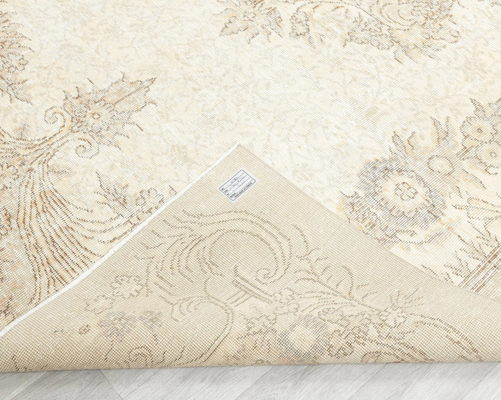 Beige Turkish Oushak Rug 6'11" x 10'2" Hand-Knotted | No. VR64236