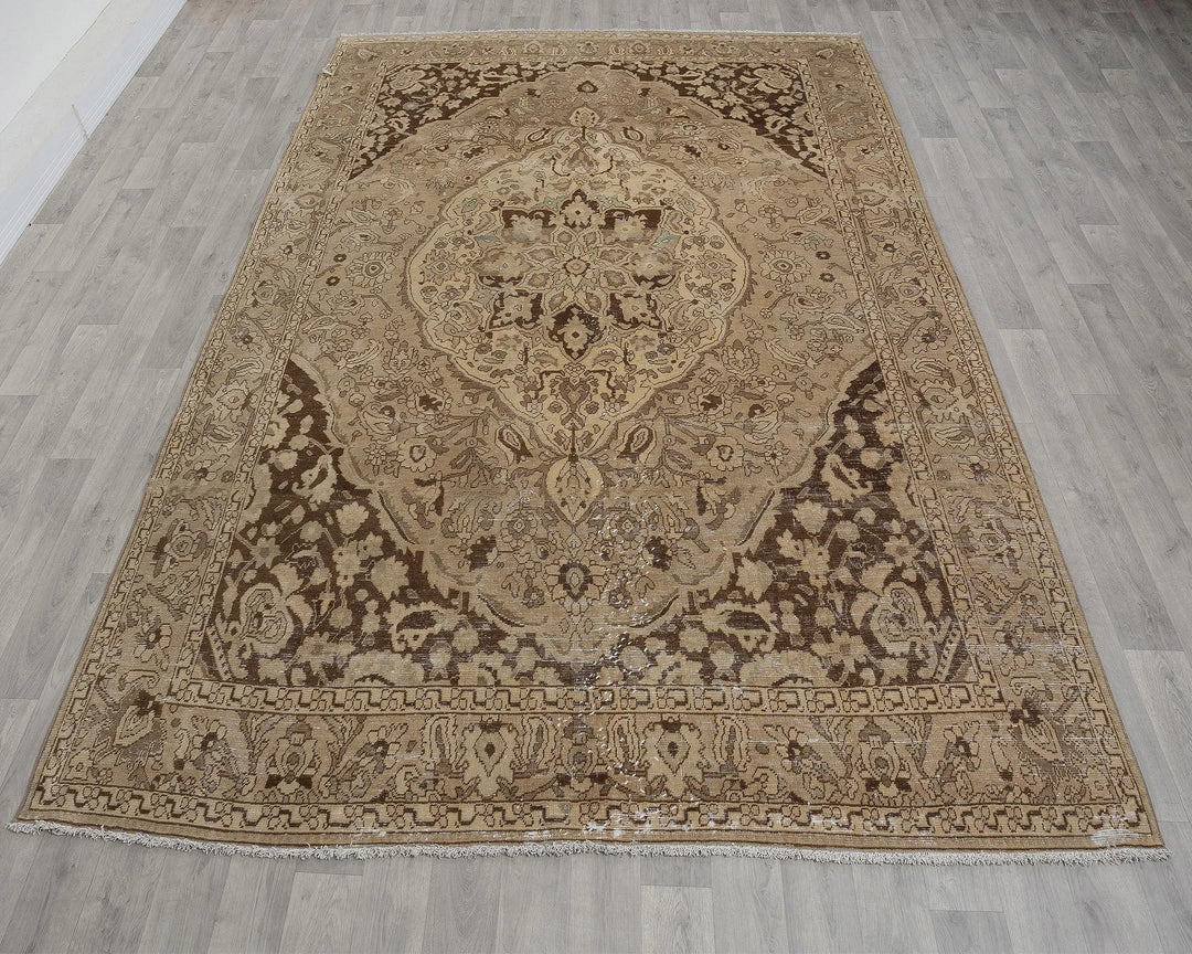 Beige Turkish Oushak Rug 7' x 10' 6" Hand-Knotted view 9