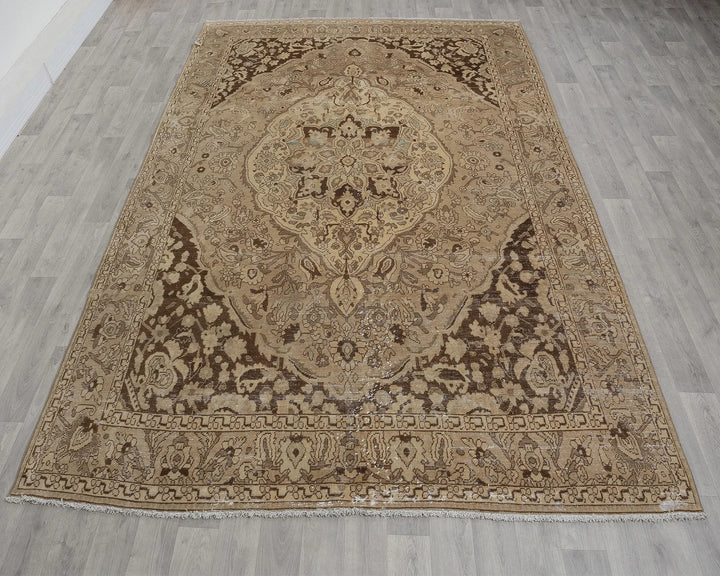 Beige Turkish Oushak Rug 7' x 10' 6" Hand-Knotted view 9