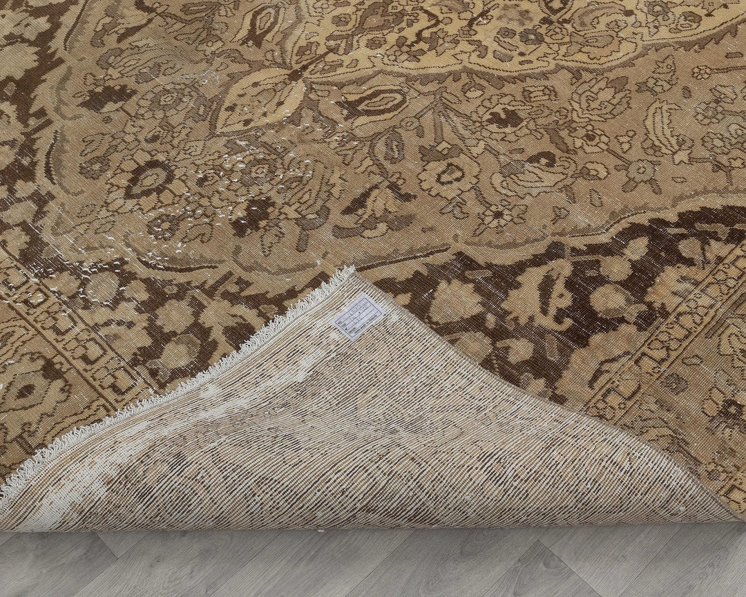 Beige Turkish Oushak Rug 7' x 10' 6" Hand-Knotted field