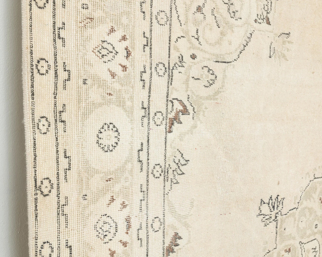 Beige Turkish Oushak Rug 7' 1" x 10' 2" Hand-Knotted | No. VR64341