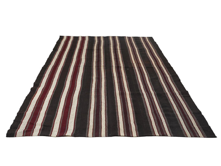 Brown Turkish Kilim Rug 7' 2" x 11' 3" Flat-Weave | No. VR64476
