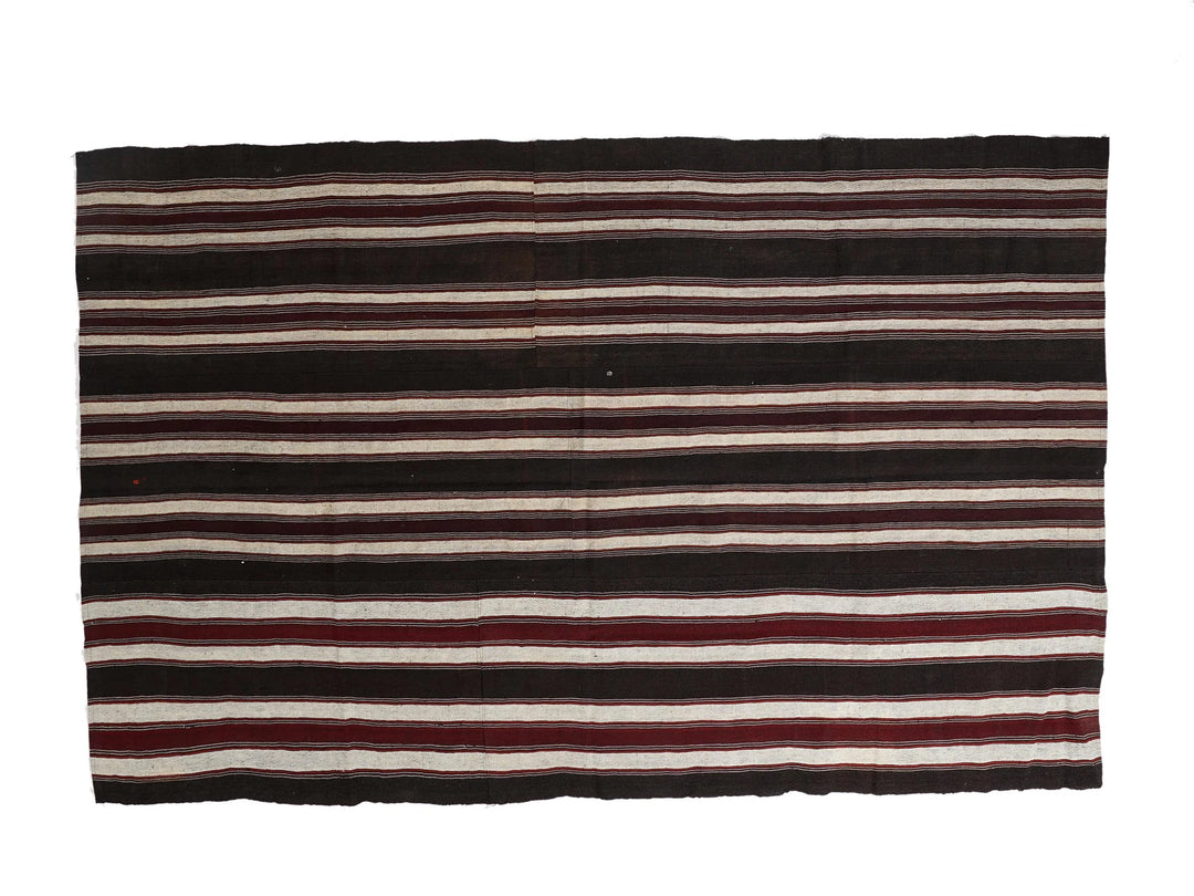 Brown Turkish Kilim Rug 7' 2" x 11' 3" Flat-Weave | No. VR64476