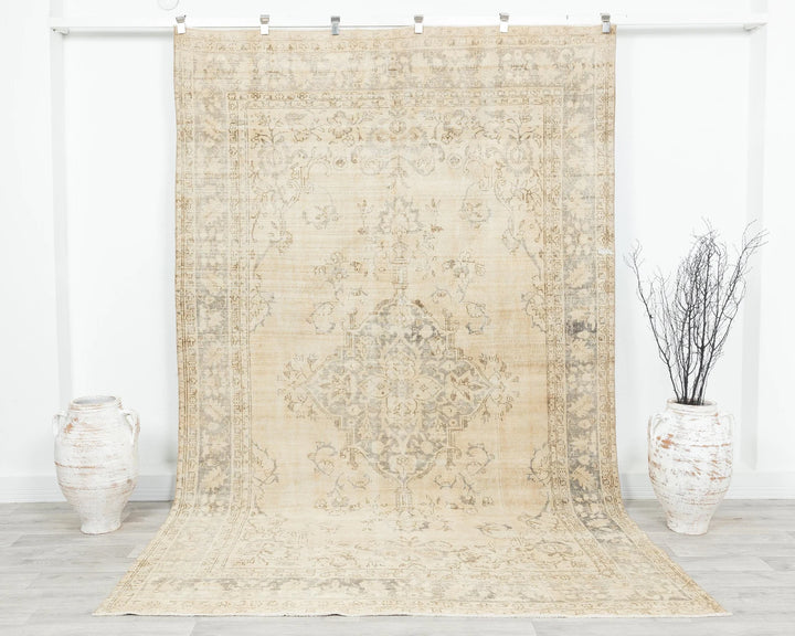 Multicolor Turkish Oushak Rug 6' 3" x 9' 9" Hand-Knotted | No. VR64918