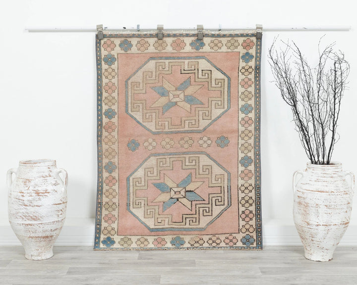 Multicolor Turkish Oushak Rug 3' 4" x 4' 4" Hand-Knotted | No. VR65081