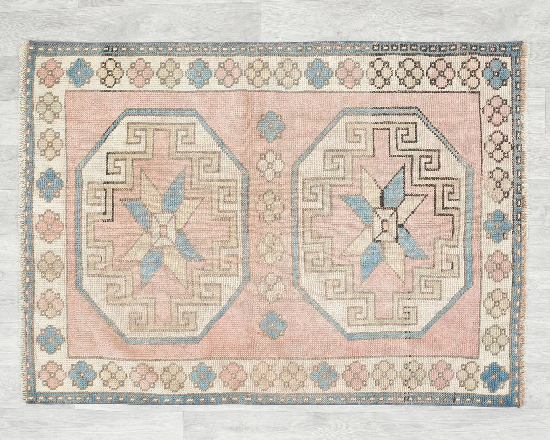 Multicolor Turkish Oushak Rug 3' 4" x 4' 4" Hand-Knotted | No. VR65081