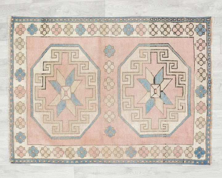 Multicolor Turkish Oushak Rug 3' 4" x 4' 4" Hand-Knotted | No. VR65081
