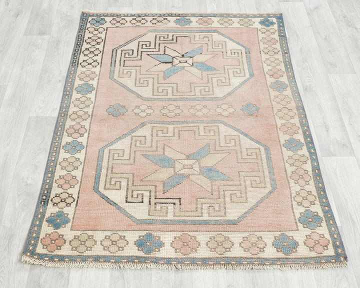 Multicolor Turkish Oushak Rug 3' 4" x 4' 4" Hand-Knotted | No. VR65081