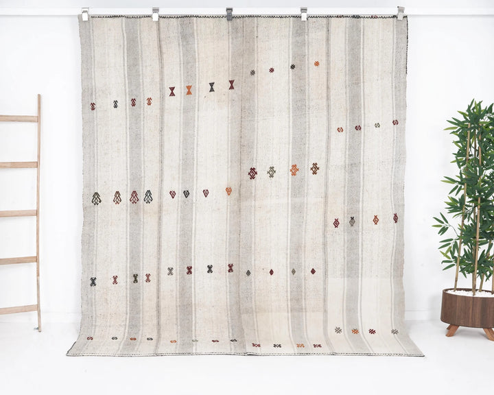 Multicolor Turkish Kilim Rug 6' 7" x 7' 6" Flat-Weave | No. VR65117