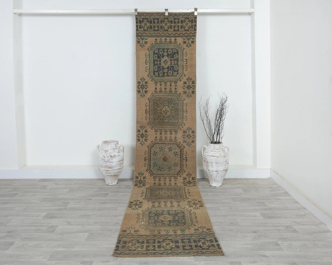Multicolor Turkish Oushak Rug 2'6" x 11'6" Hand-Knotted