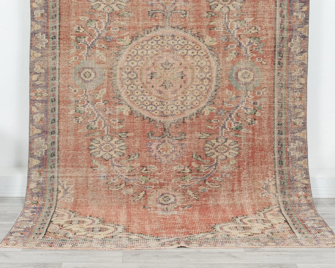 Orange Turkish Oushak Rug 5' 1" x 6' 7" Hand-Knotted | No. VR65249