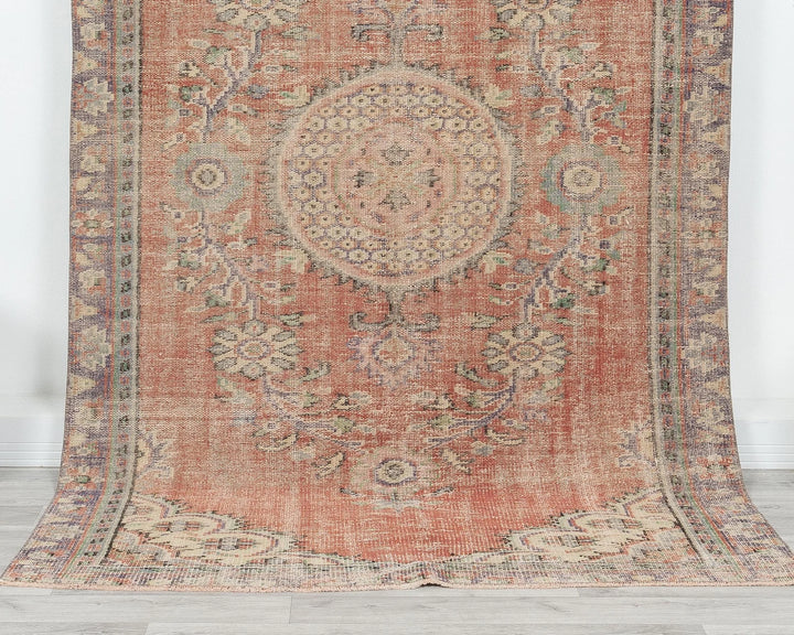 Orange Turkish Oushak Rug 5' 1" x 6' 7" Hand-Knotted | No. VR65249