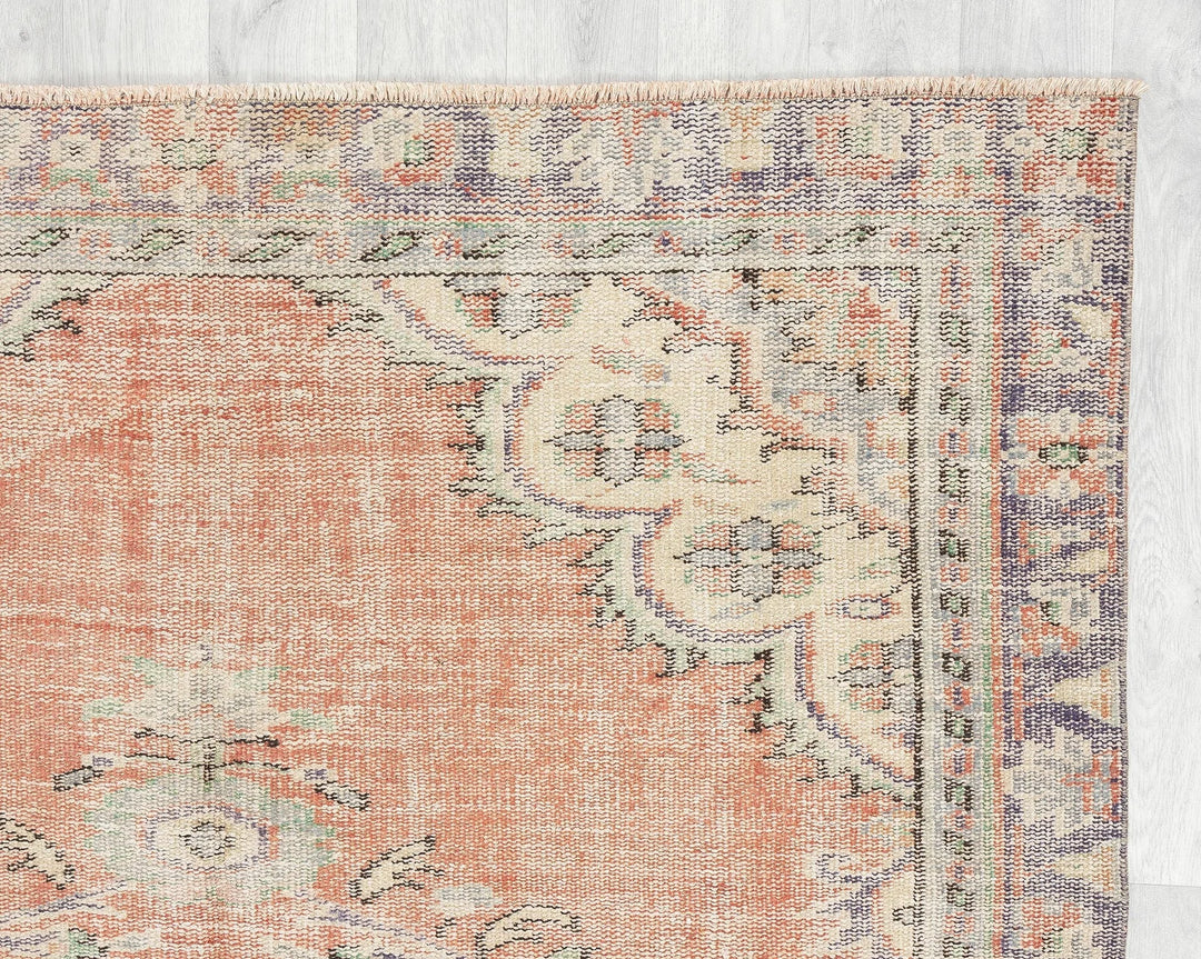 Orange Turkish Oushak Rug 5' 1" x 6' 7" Hand-Knotted | No. VR65249