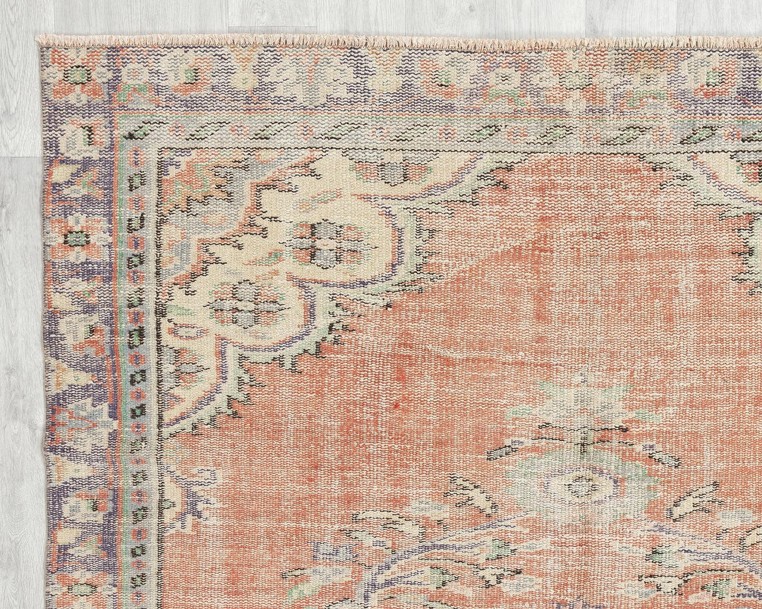 Orange Turkish Oushak Rug 5' 1" x 6' 7" Hand-Knotted | No. VR65249