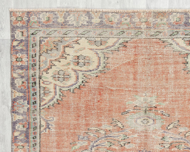 Orange Turkish Oushak Rug 5' 1" x 6' 7" Hand-Knotted | No. VR65249