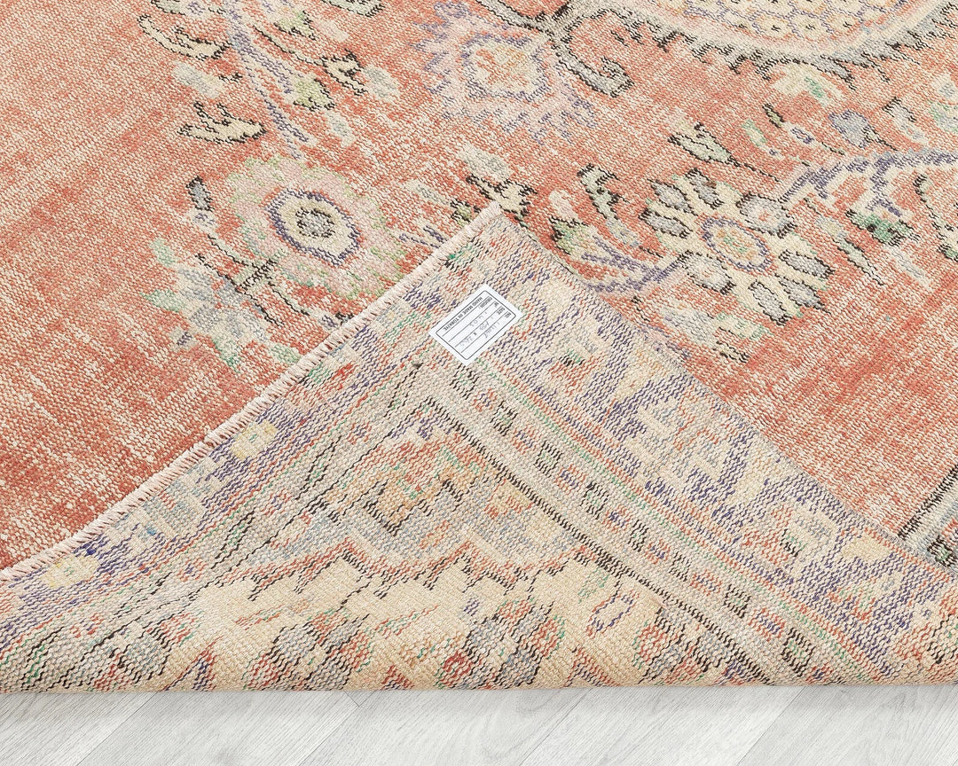 Orange Turkish Oushak Rug 5' 1" x 6' 7" Hand-Knotted | No. VR65249