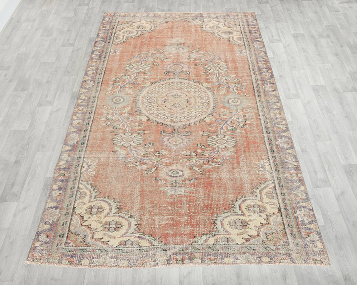 Orange Turkish Oushak Rug 5' 1" x 6' 7" Hand-Knotted | No. VR65249